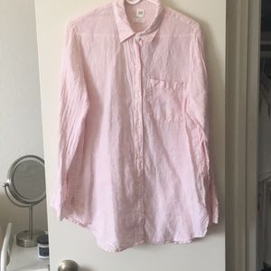 Gap Pink Linen Boyfriend Shirt, Size M
